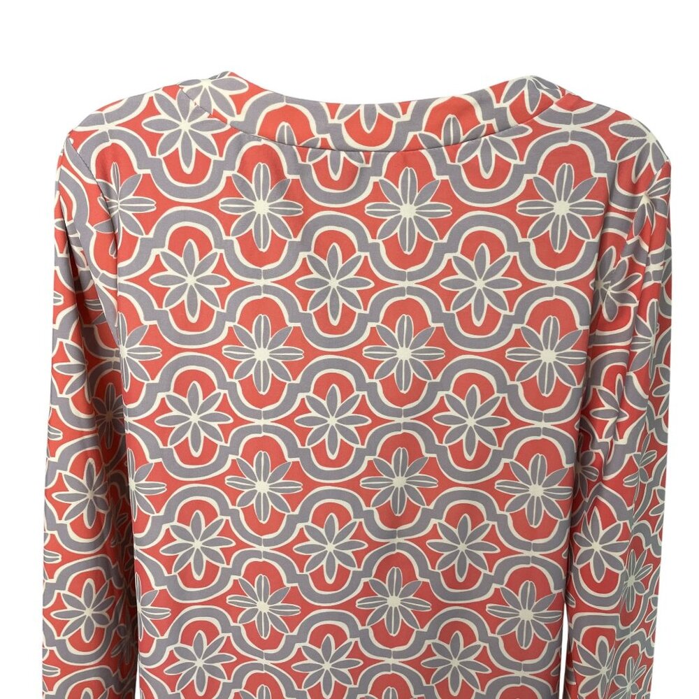 Aryeh Womens Floral Dress Long Sleeve Size Medium Scoop Neck Gray Pink C - Picture 7 of 12